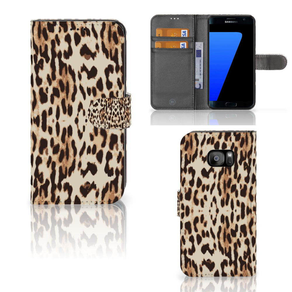 Samsung Galaxy S7 Edge Telefoonhoesje met Pasjes Leopard