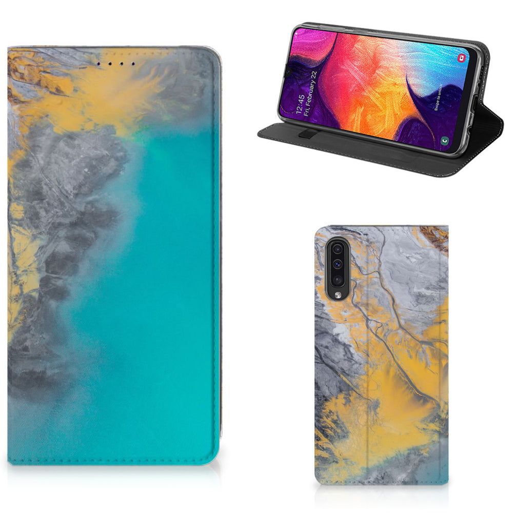 Samsung Galaxy A50 Standcase Marble Blue Gold