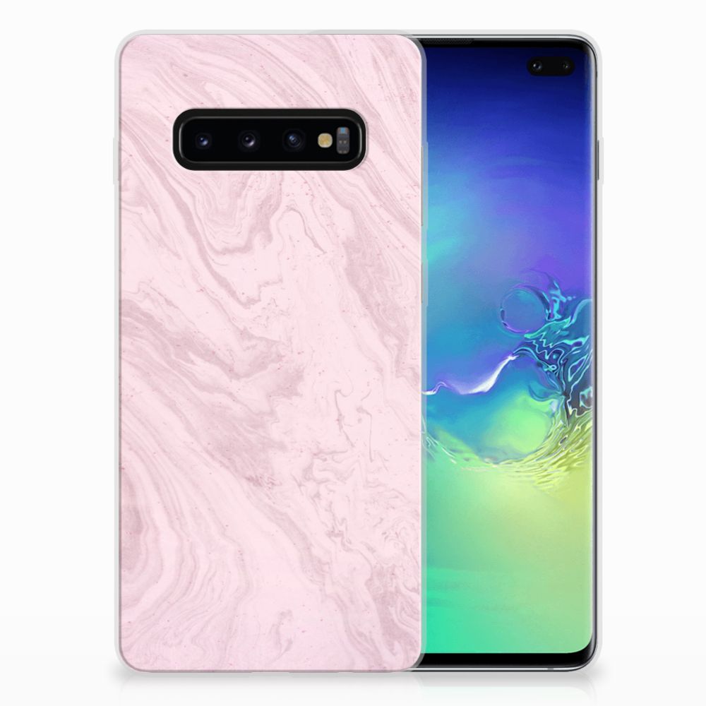 Samsung Galaxy S10 Plus TPU Siliconen Hoesje Marble Pink - Origineel Cadeau Vriendin