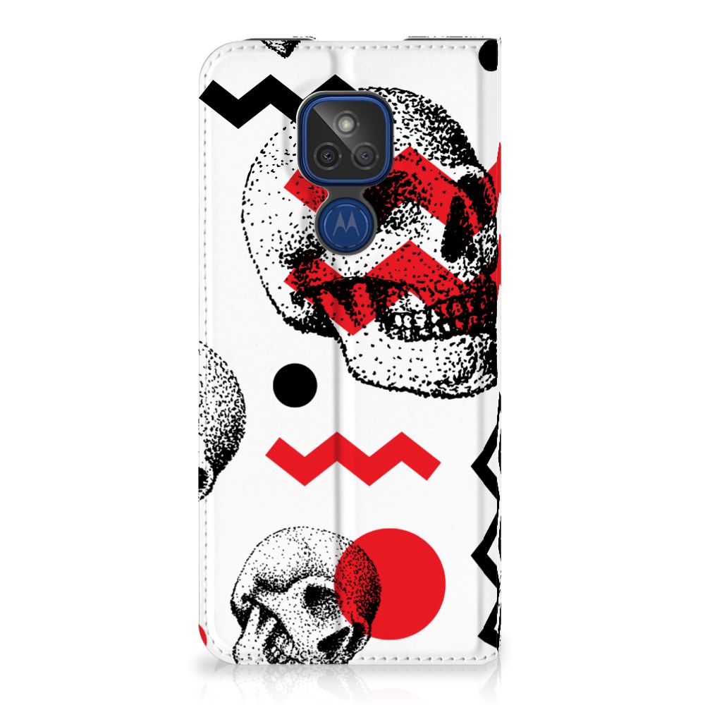 Mobiel BookCase Motorola Moto G9 Play Skull Red - B2C Telecom