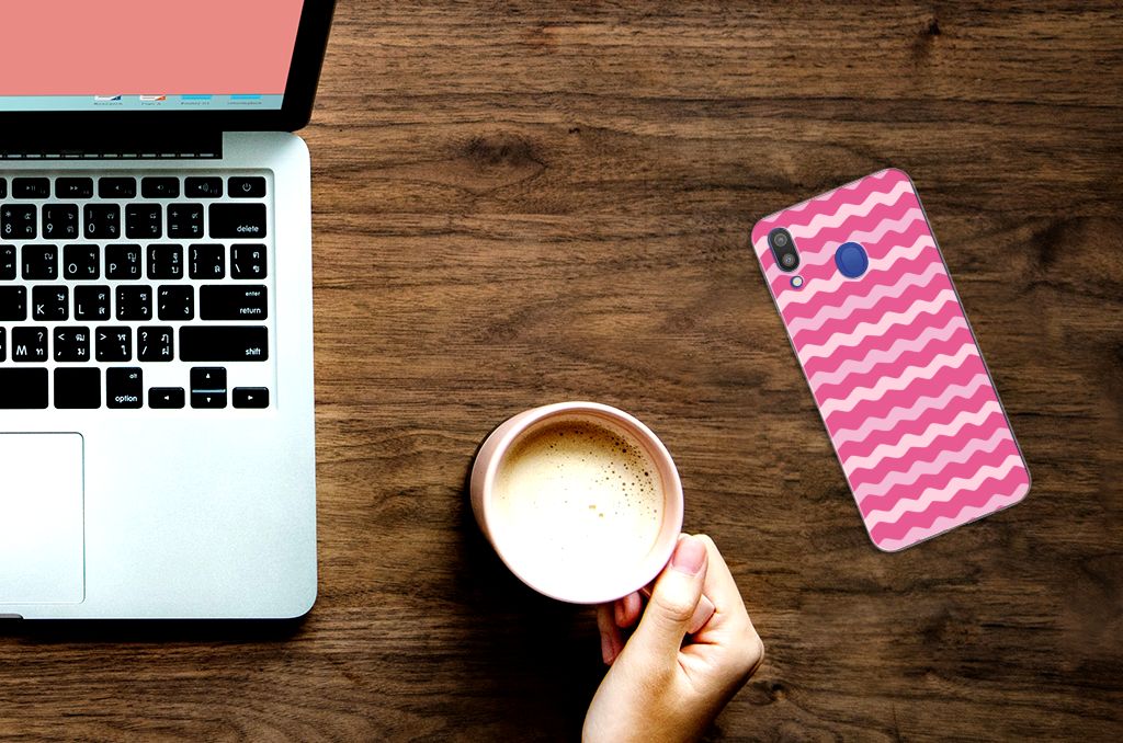 Samsung Galaxy M20 (Power) TPU bumper Waves Pink