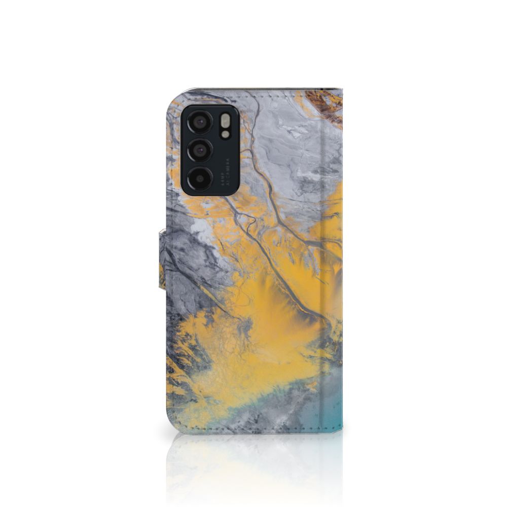 OPPO Reno6 5G Bookcase Marble Blue Gold