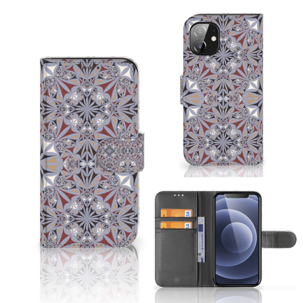 Apple iPhone 12 Mini Bookcase Flower Tiles