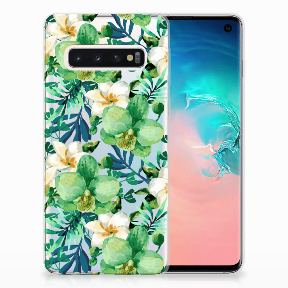 Samsung Galaxy S10 TPU Case Orchidee Groen