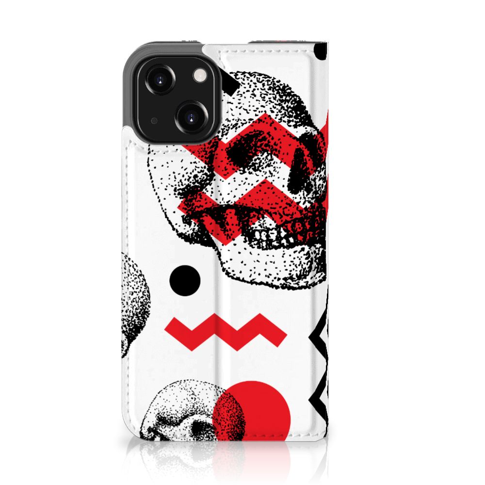 Mobiel BookCase iPhone 13 Mini Skull Red - B2C Telecom
