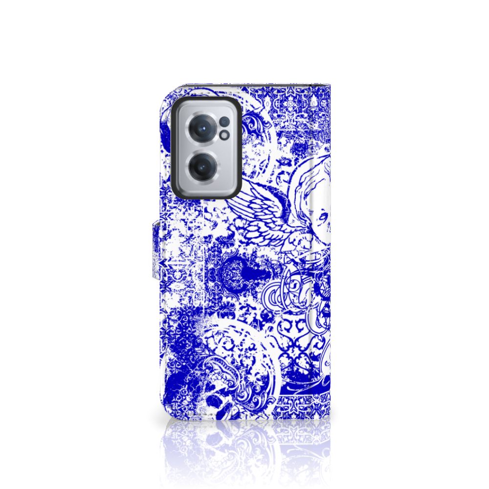 Telefoonhoesje met Naam OnePlus Nord CE 2 Angel Skull Blauw