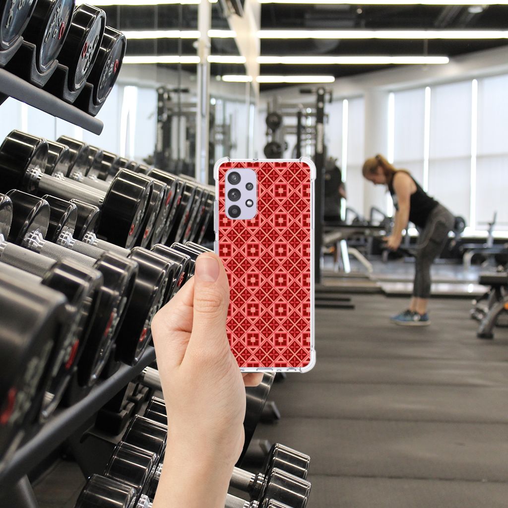 Samsung Galaxy A32 4G | A32 5G Enterprise Editie Doorzichtige Silicone Hoesje Batik Rood B2C Telecom