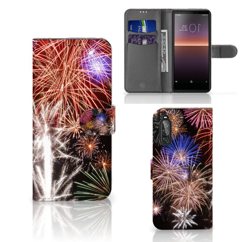 Sony Xperia 10 II Wallet Case met Pasjes Vuurwerk