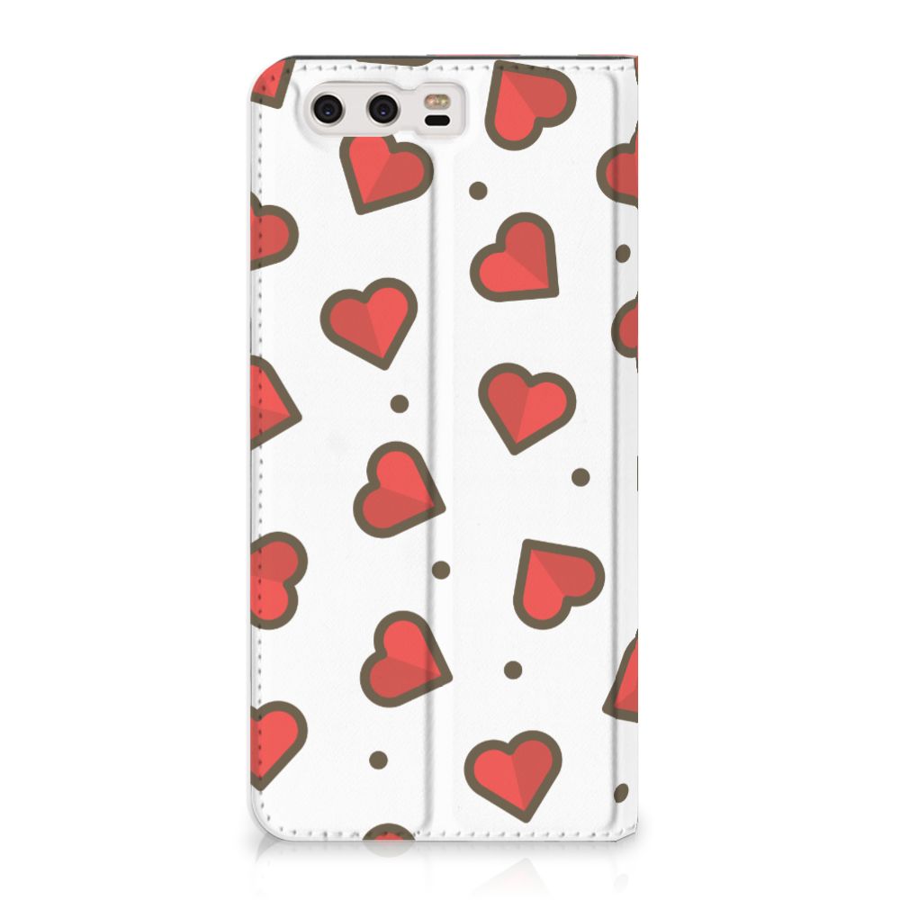 Huawei P10 Plus Hoesje met Magneet Hearts