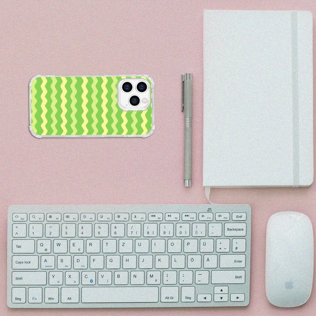 iPhone 14 Pro Doorzichtige Silicone Hoesje Waves Green B2C Telecom