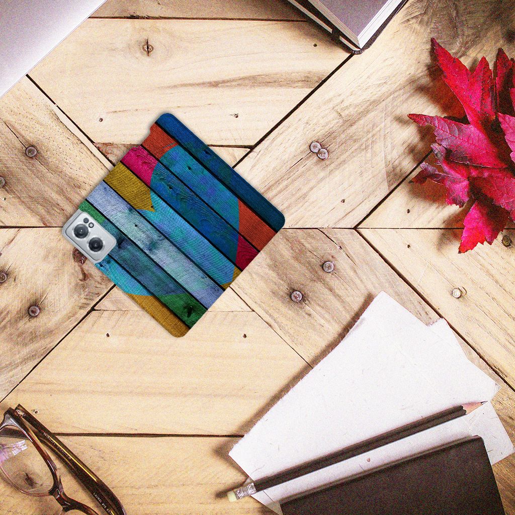 OnePlus Nord CE 2 5G Book Wallet Case Wood Heart - Cadeau voor je Vriend - B2C Telecom