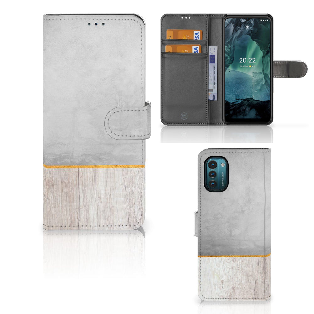 Nokia G11 | G21 Book Style Case Wood Concrete