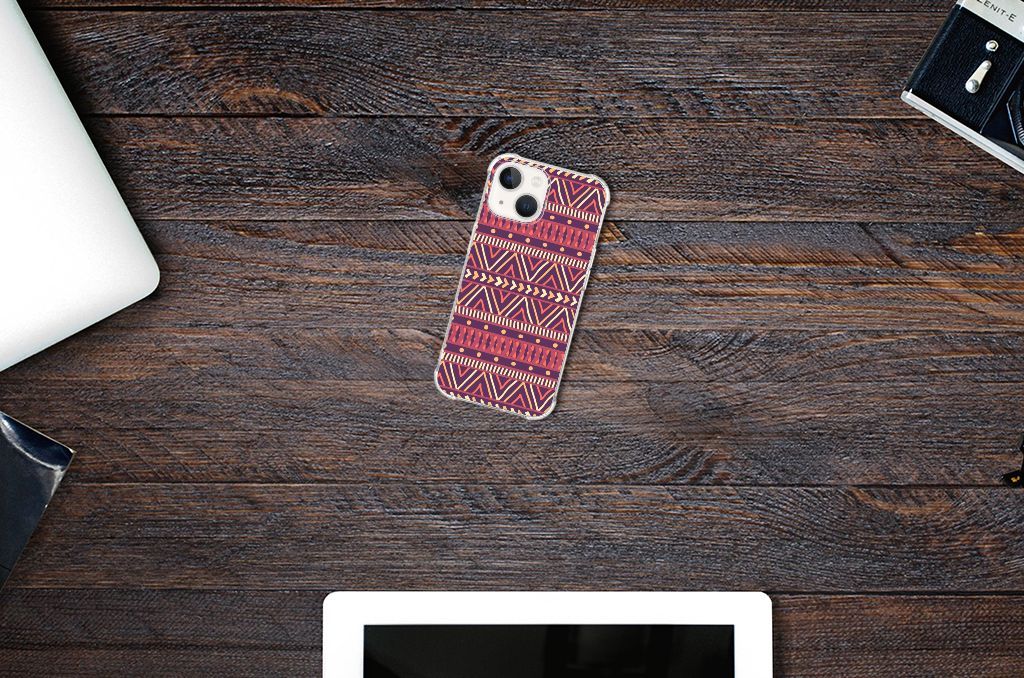 iPhone 13 Doorzichtige Silicone Hoesje Aztec Paars B2C Telecom