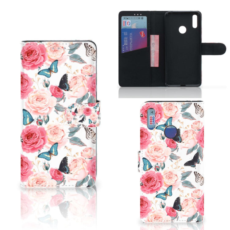 Huawei Y7 (2019) Hoesje Butterfly Roses