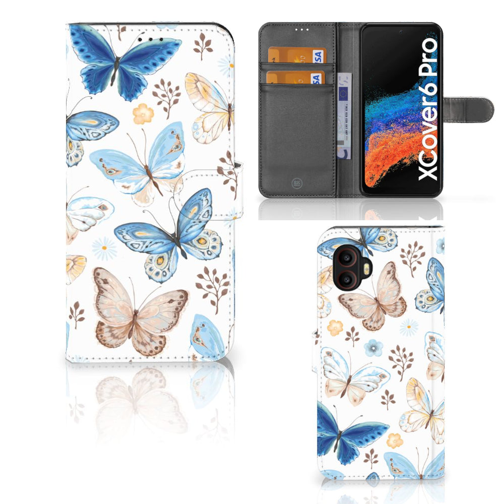 Telefoonhoesje met Pasjes voor Samsung Galaxy Xcover 6 Pro Vlinder