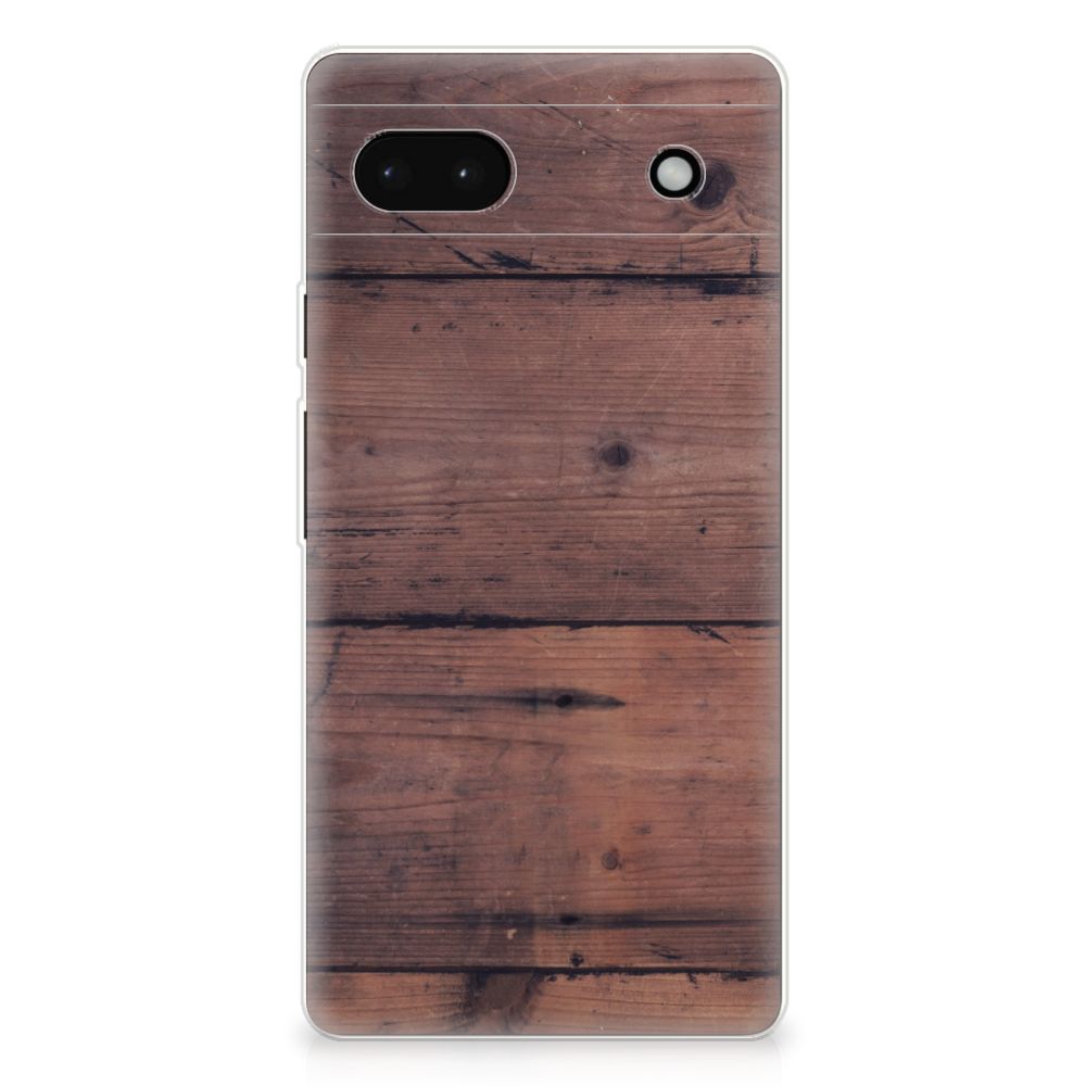 Google Pixel 6A Bumper Hoesje Old Wood