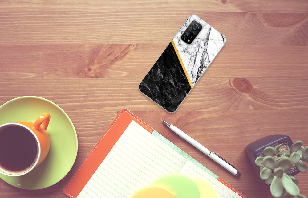 Xiaomi Mi 10T | 10T Pro TPU Siliconen Hoesje Marmer Wit Zwart - Origineel Cadeau Man B2C Telecom