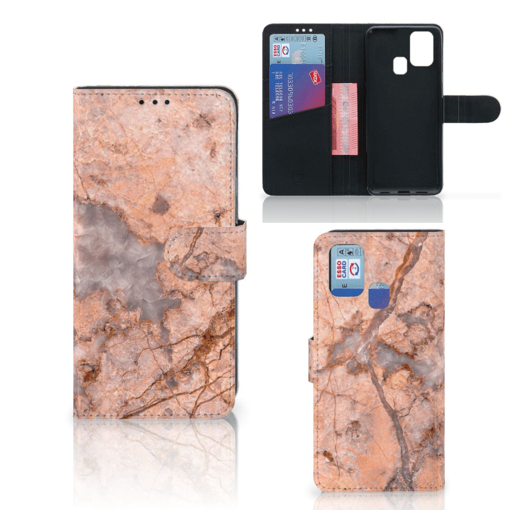 Samsung Galaxy M31 Bookcase Marmer Oranje