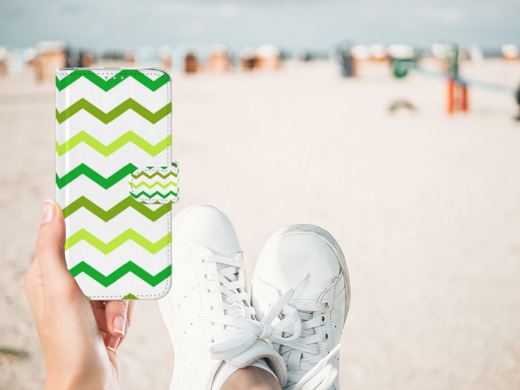 Huawei P40 Lite Telefoon Hoesje Zigzag Groen