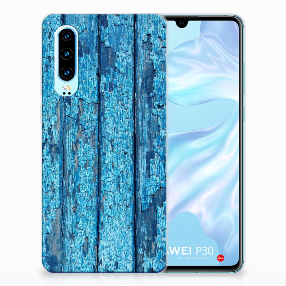 Huawei P30 Bumper Hoesje Wood Blue