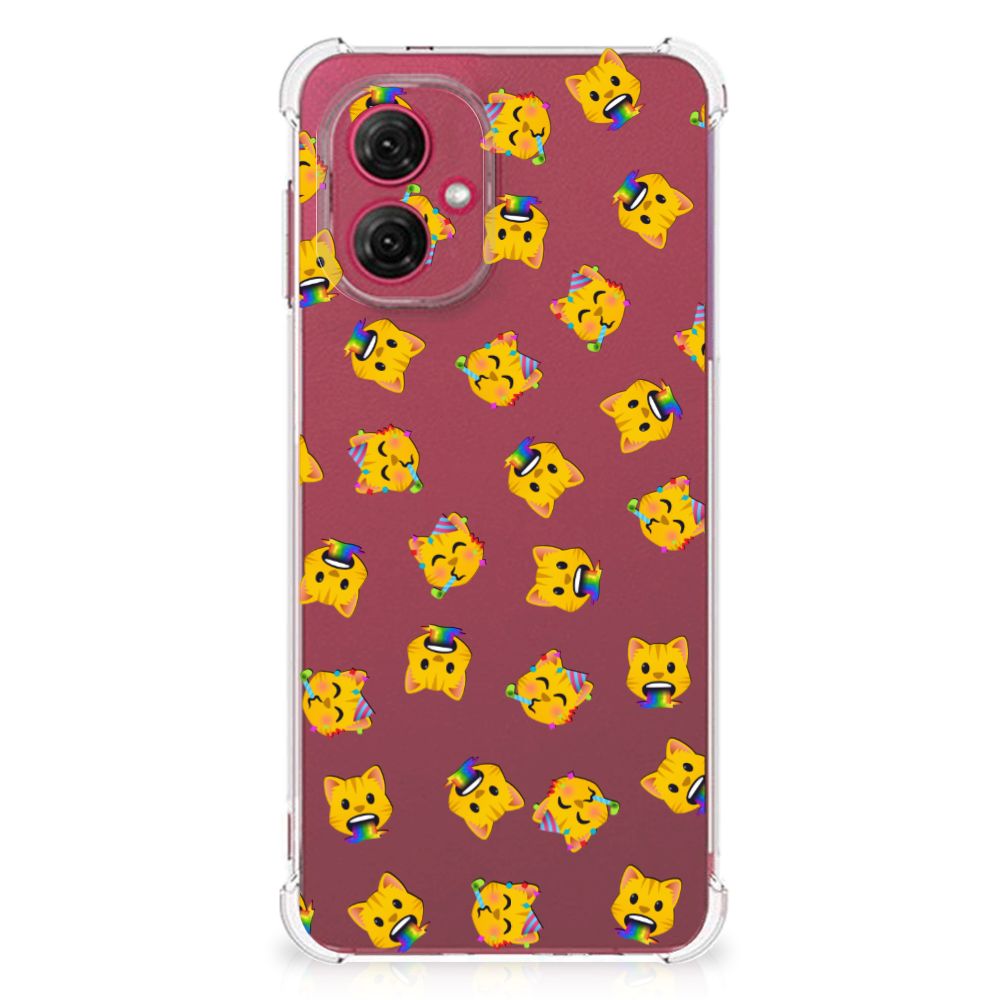 Doorzichtige Silicone Hoesje voor Motorola Moto G55 Katten Emojis