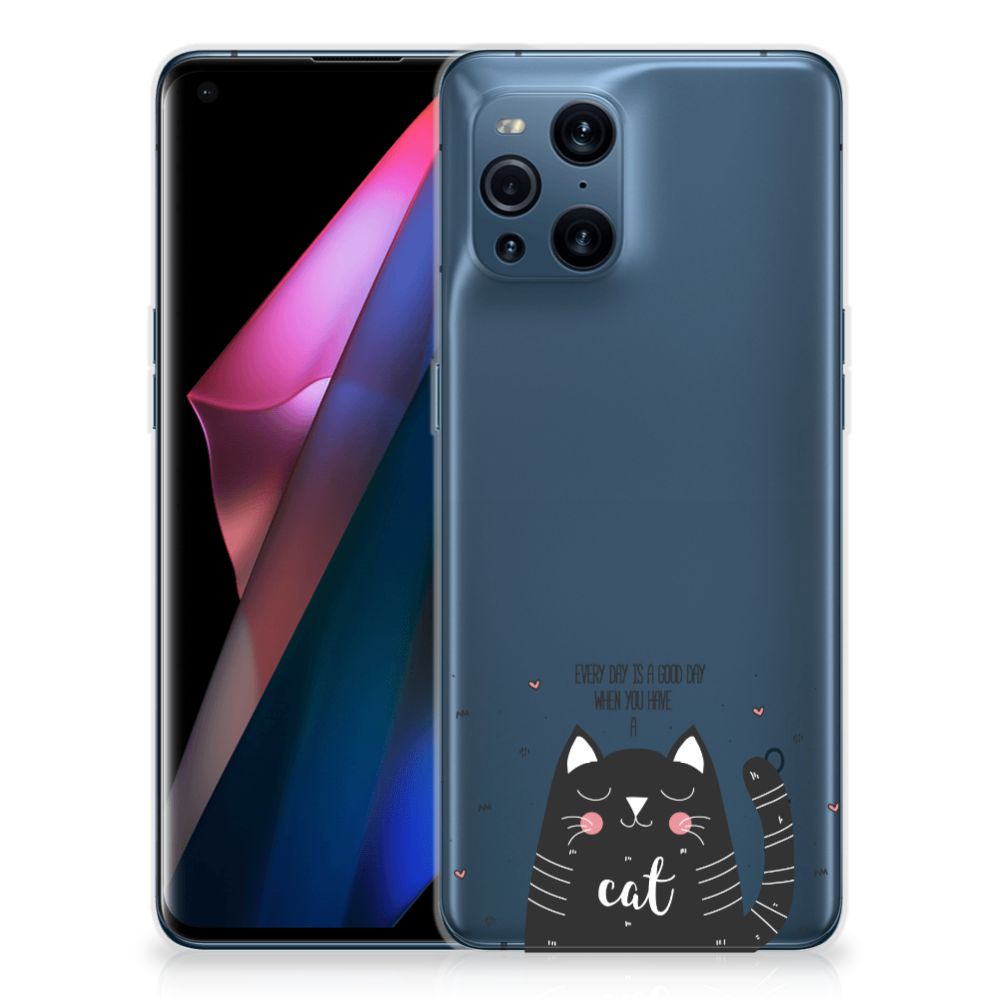 OPPO Find X3 | X3 Pro Telefoonhoesje met Naam Cat Good Day