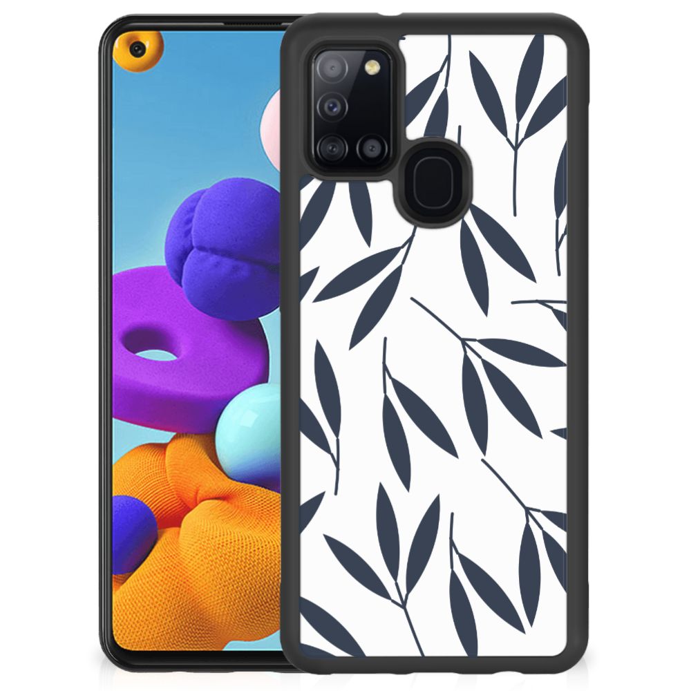 Samsung Galaxy A21s Skin Case Leaves Blue B2C Telecom