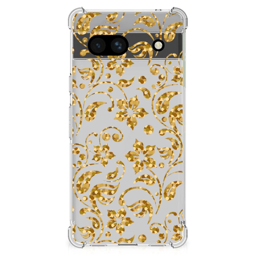 Google Pixel 7A Case Gouden Bloemen