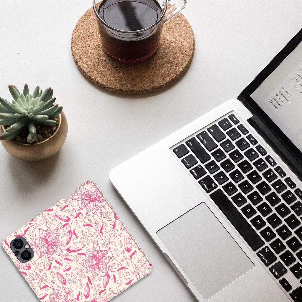 OPPO Reno8 Lite Smart Cover Pink Flowers - B2C Telecom