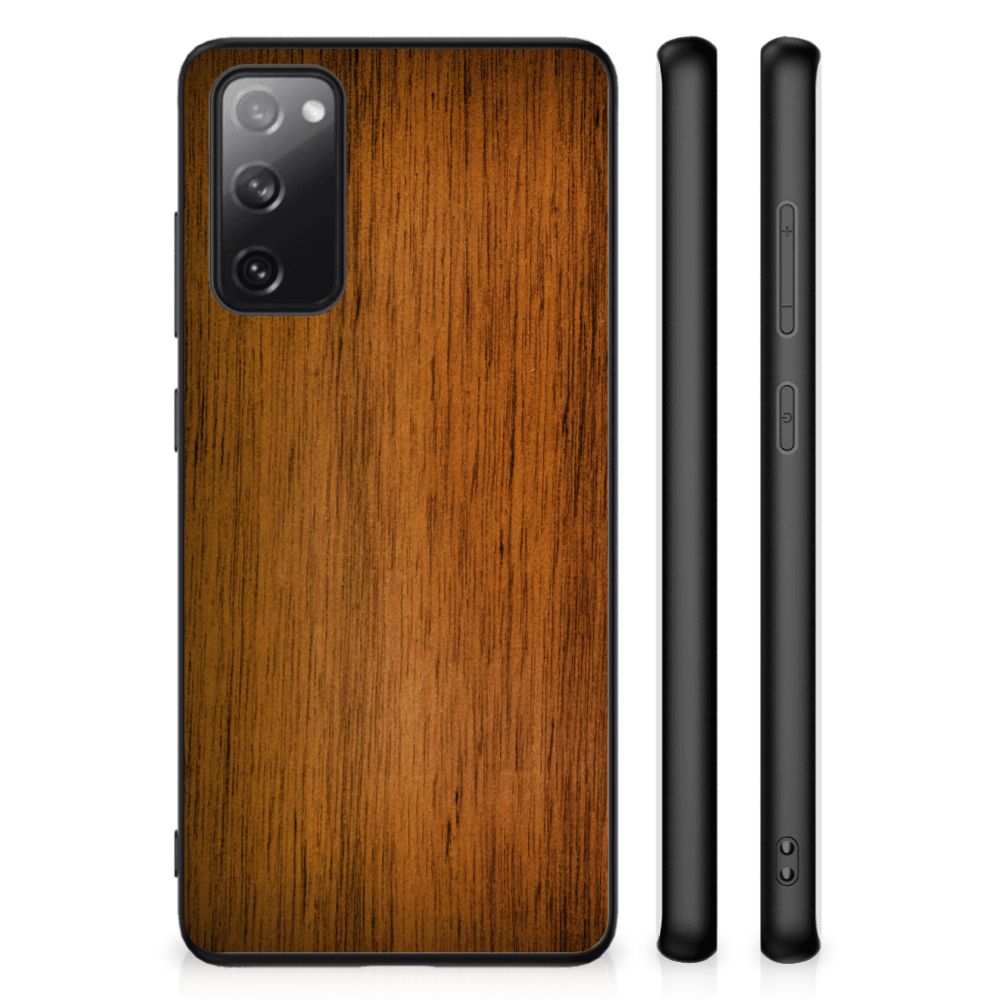 Samsung Galaxy S20 FE Houten Print Telefoonhoesje Donker Hout