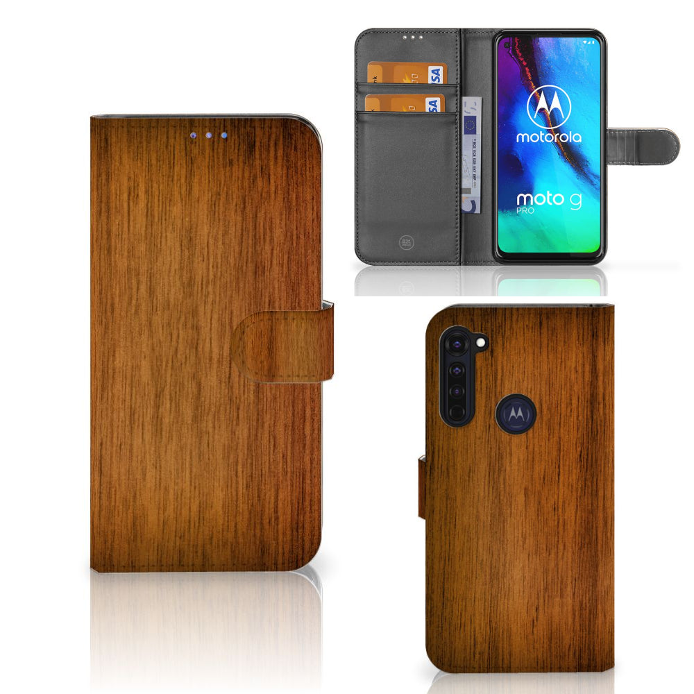 Motorola Moto G Pro Book Style Case Donker Hout