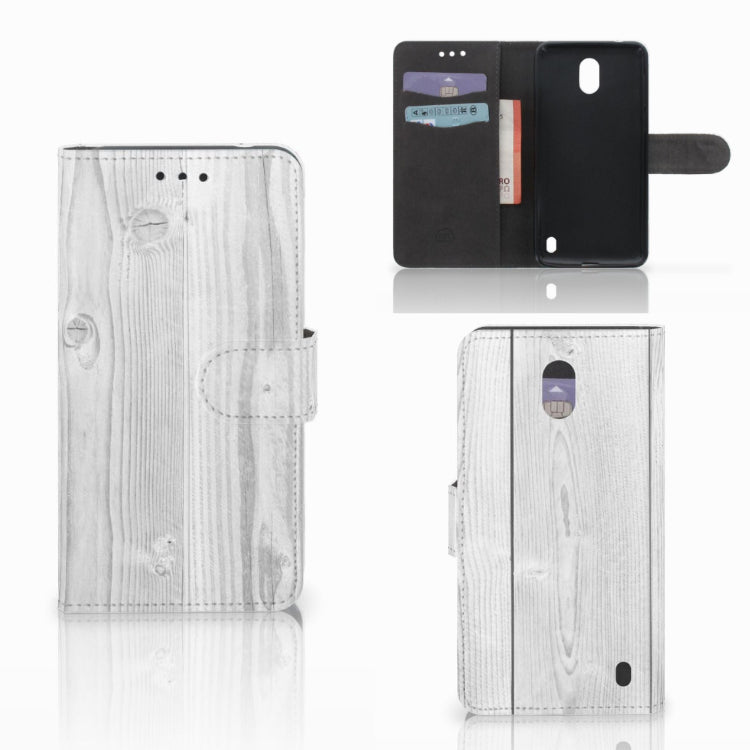 Nokia 2 Book Style Case White Wood