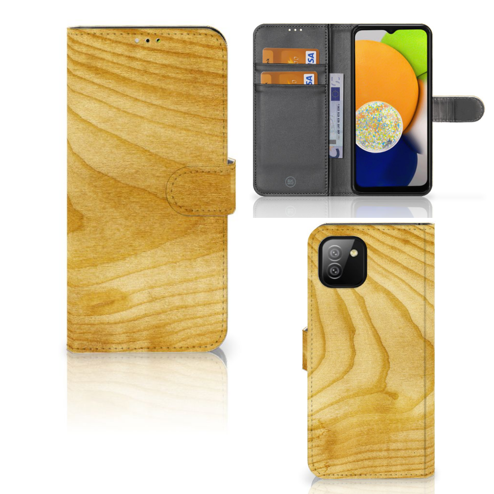 Samsung Galaxy A03 Book Style Case Licht Hout