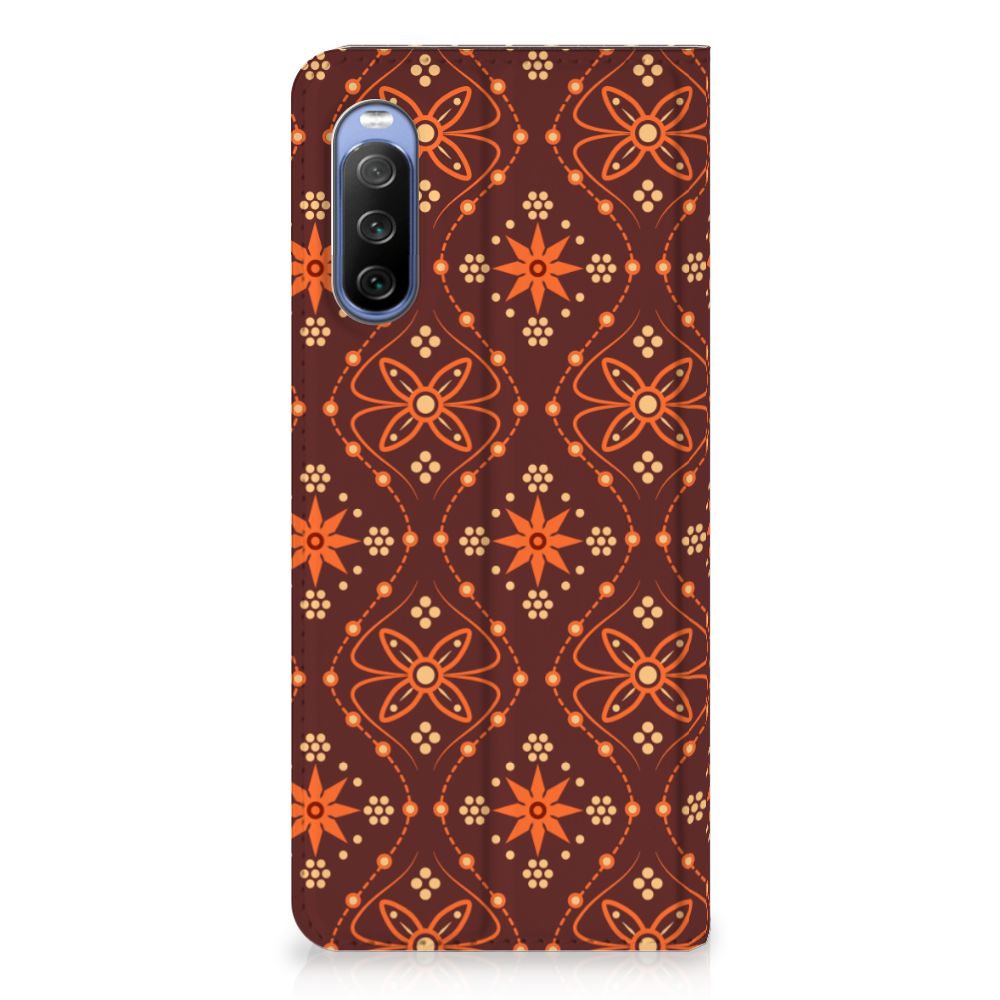 Sony Xperia 10 III Hoesje met Magneet Batik Brown - B2C Telecom
