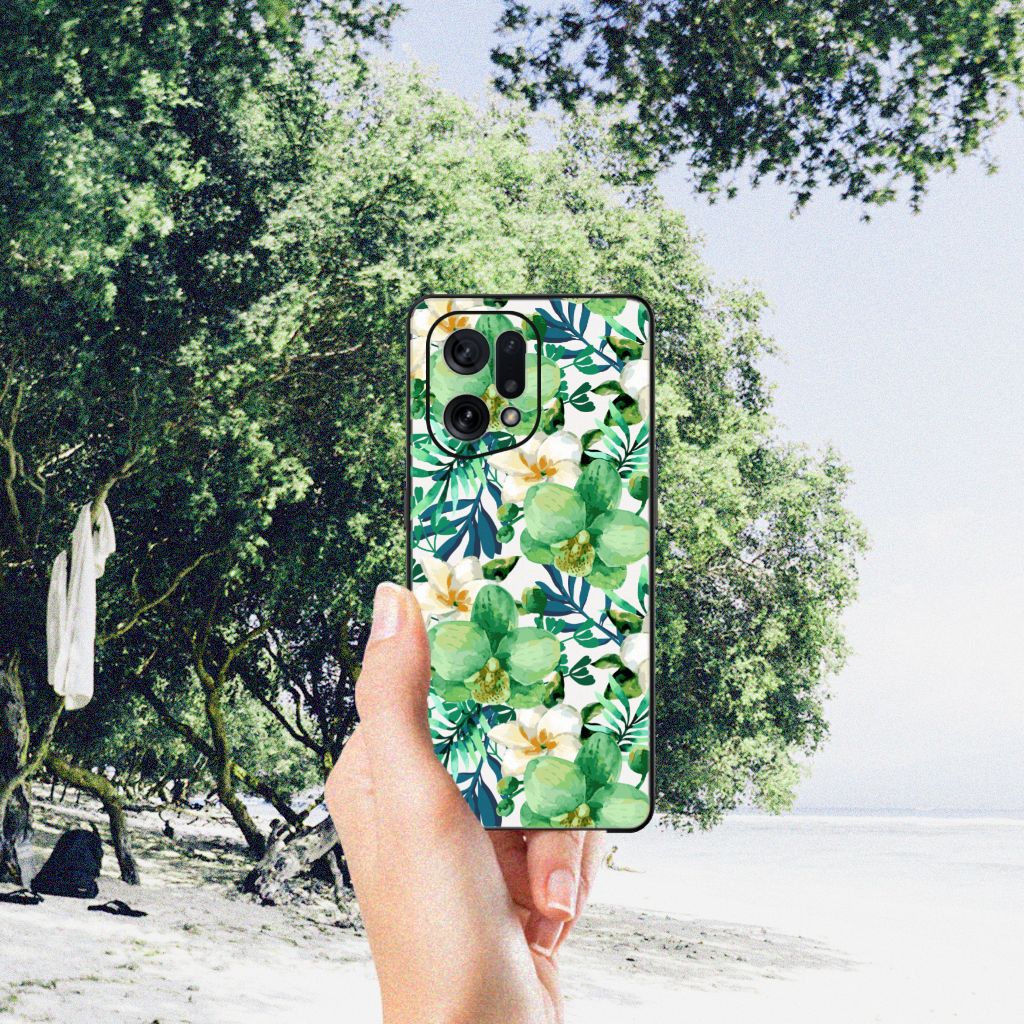OPPO Find X5 Bloemen Hoesje Orchidee Groen B2C Telecom