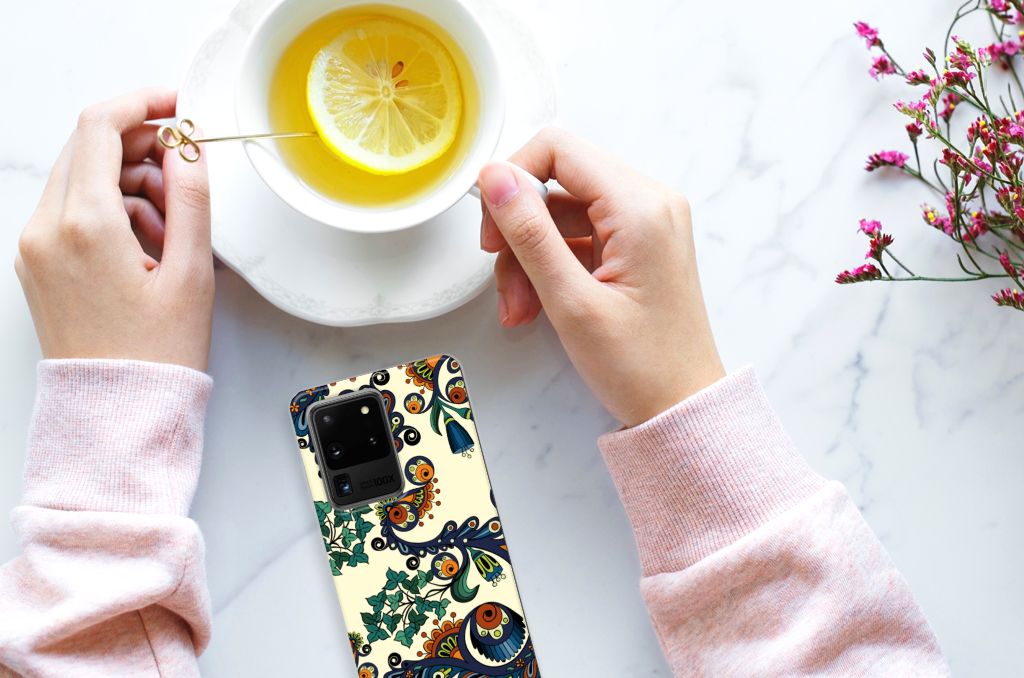 Siliconen Hoesje Samsung Galaxy S20 Ultra Barok Flower B2C Telecom