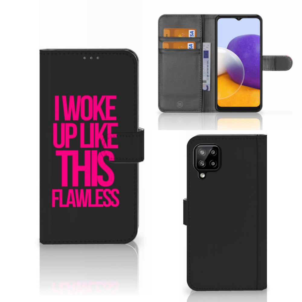 Samsung Galaxy A22 4G | M22 Hoesje met naam Woke Up - Origineel Cadeau Zelf Maken