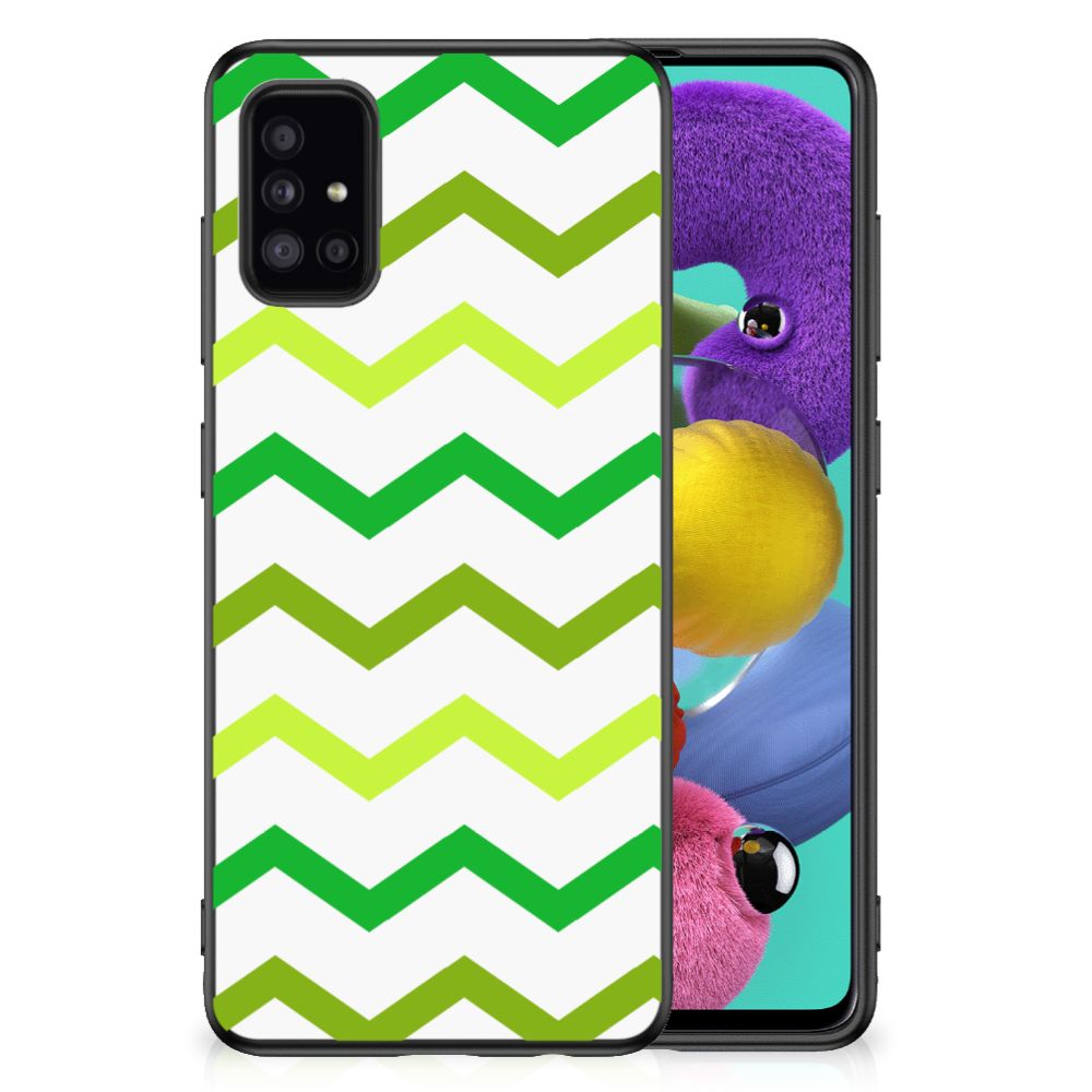 Samsung Galaxy A51 Bumper Case Zigzag Groen