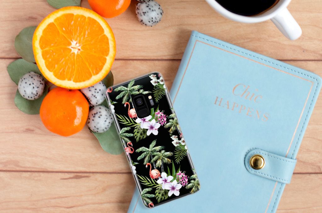 Samsung Galaxy S9 TPU Hoesje Flamingo Palms
