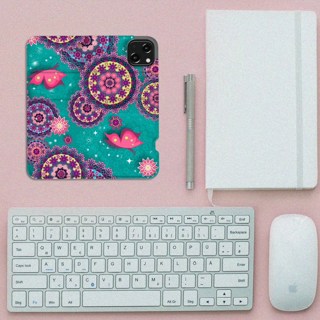 iPhone 13 Bookcase Cirkels en Vlinders