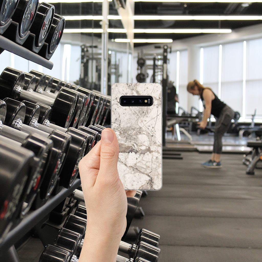 Samsung Galaxy S10 TPU Siliconen Hoesje Marmer Beige