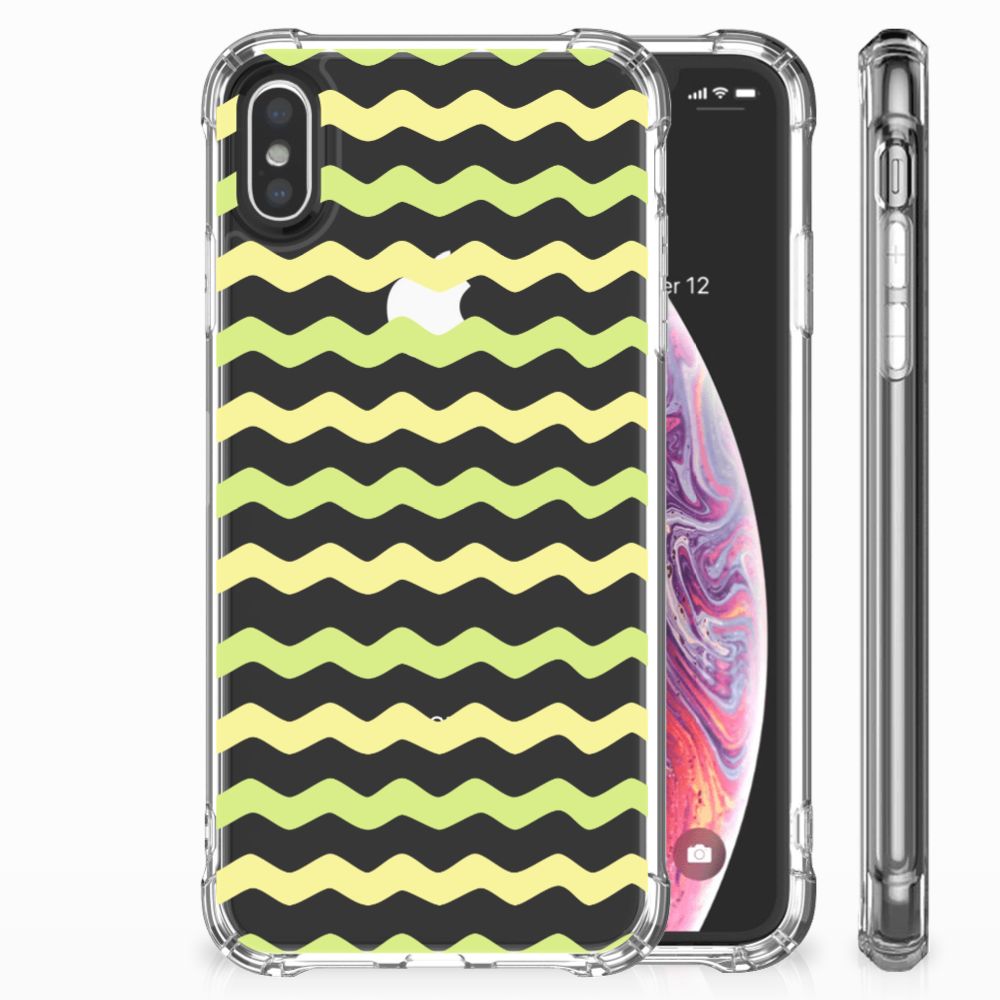 Apple iPhone X | Xs Doorzichtige Silicone Hoesje Waves Yellow