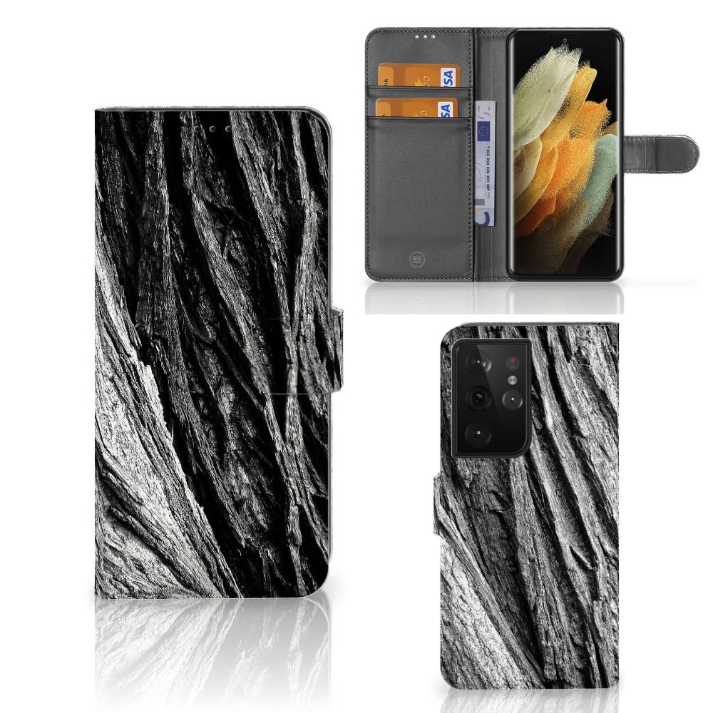 Book Style Case Samsung Galaxy S21 Ultra Boomschors Grijs