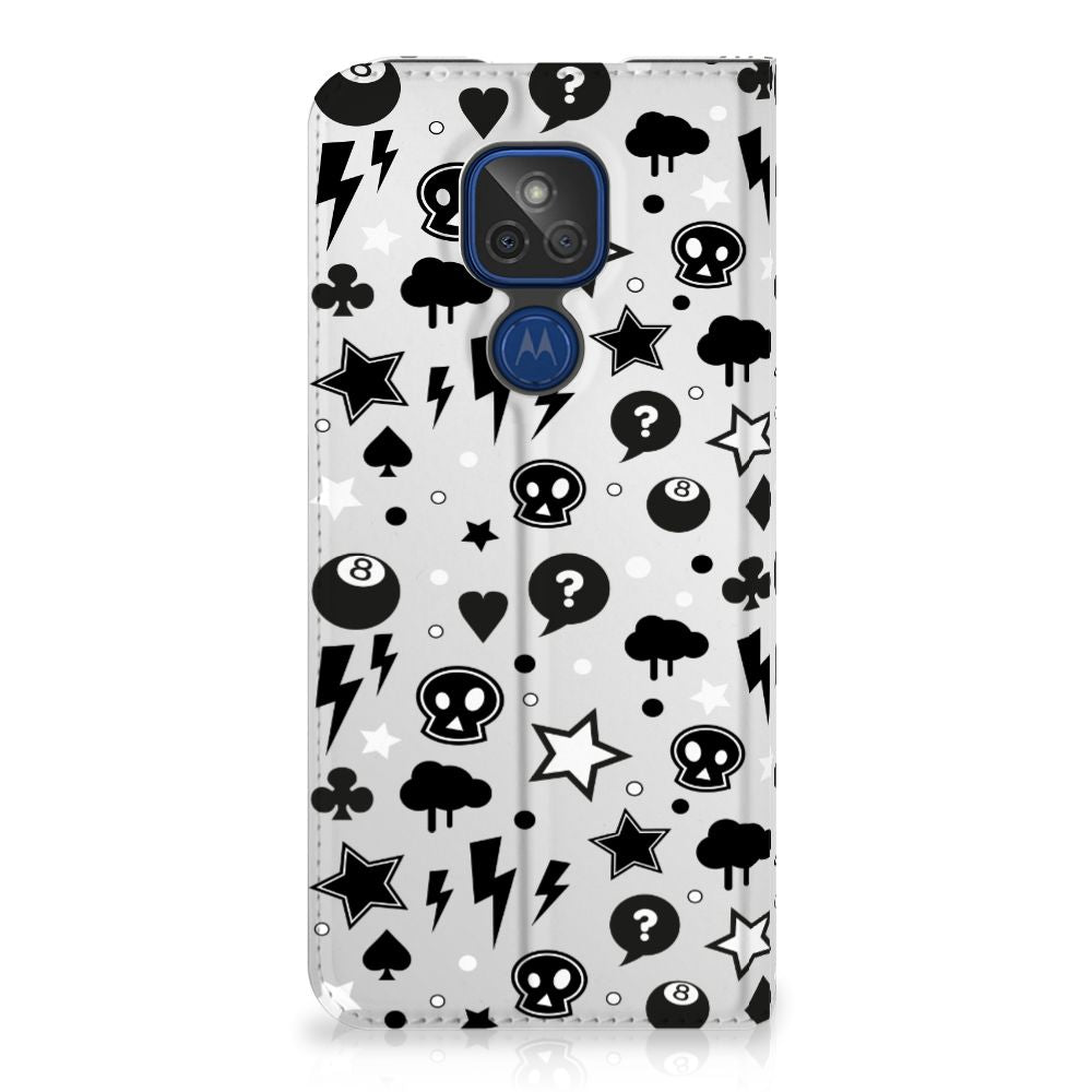 Mobiel BookCase Motorola Moto G9 Play Silver Punk - B2C Telecom