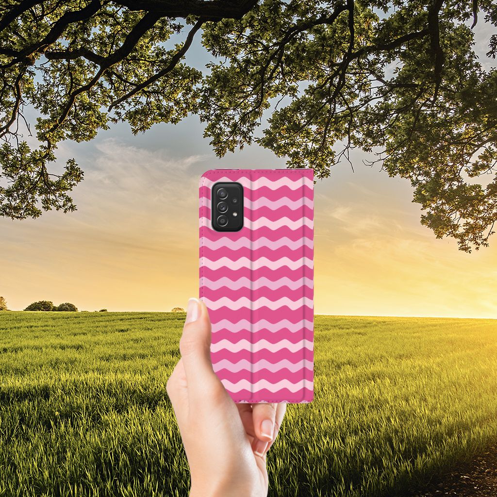 Samsung Galaxy A03s Hoesje met Magneet Waves Pink - B2C Telecom