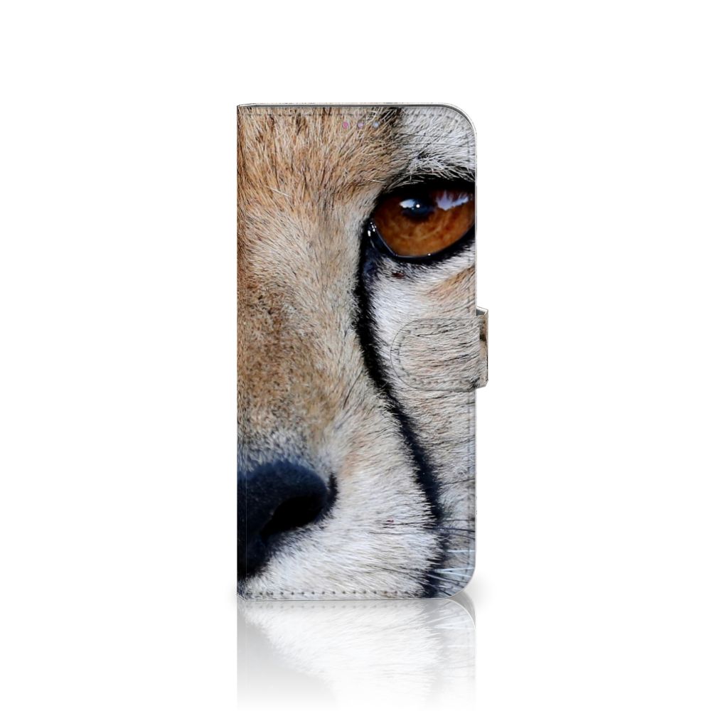 Motorola Moto G60s Telefoonhoesje met Pasjes Cheetah close-up van een cheeta hoofd