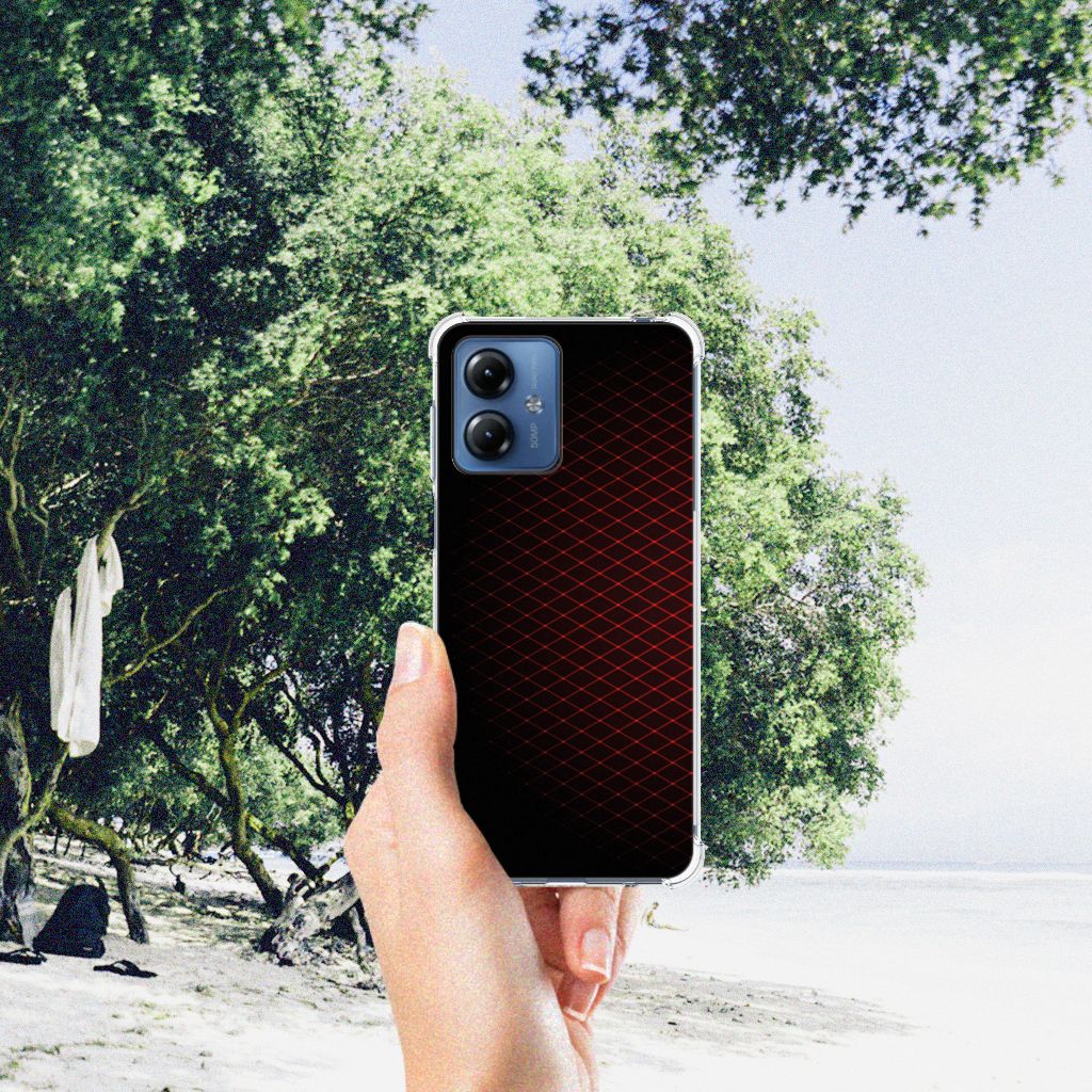 Motorola Moto G14 Doorzichtige Silicone Hoesje Geruit Rood B2C Telecom