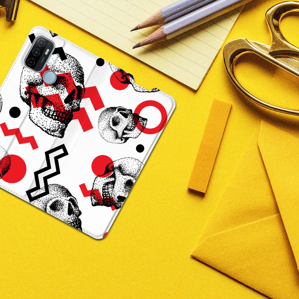 Mobiel BookCase OPPO A53 | A53s Skull Red - B2C Telecom