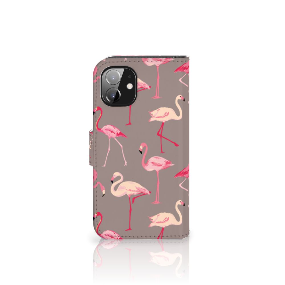 Apple iPhone 12 Mini Telefoonhoesje met Pasjes Flamingo
