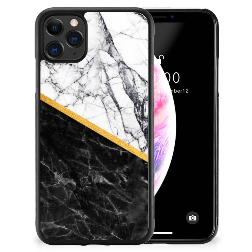 Apple iPhone 11 Pro Max Gripcase Marmer Wit Zwart - Origineel Cadeau Man B2C Telecom
